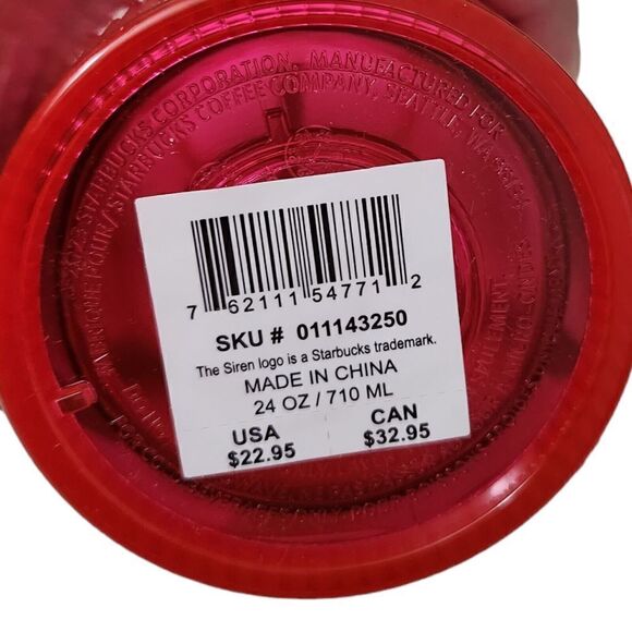 Starbucks Venti Tumbler‎ 2023 Summer Pleated Neon Magenta Pink Cold Cup 24oz NEW - Picture 3 of 7